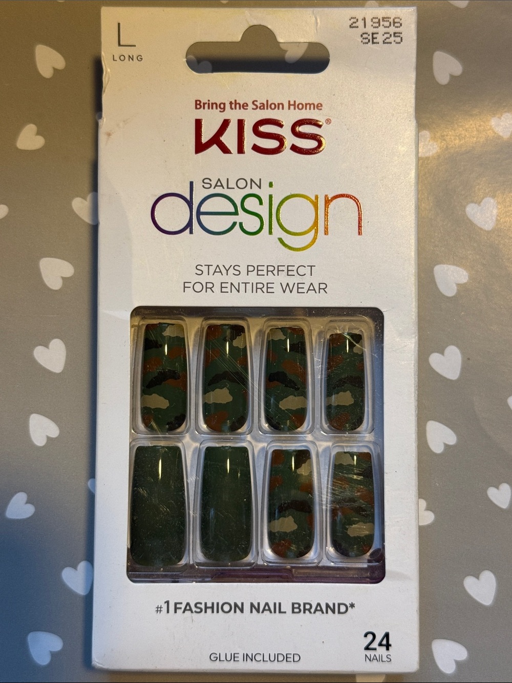 Kiss Salon Design Long Camo Press On Nails